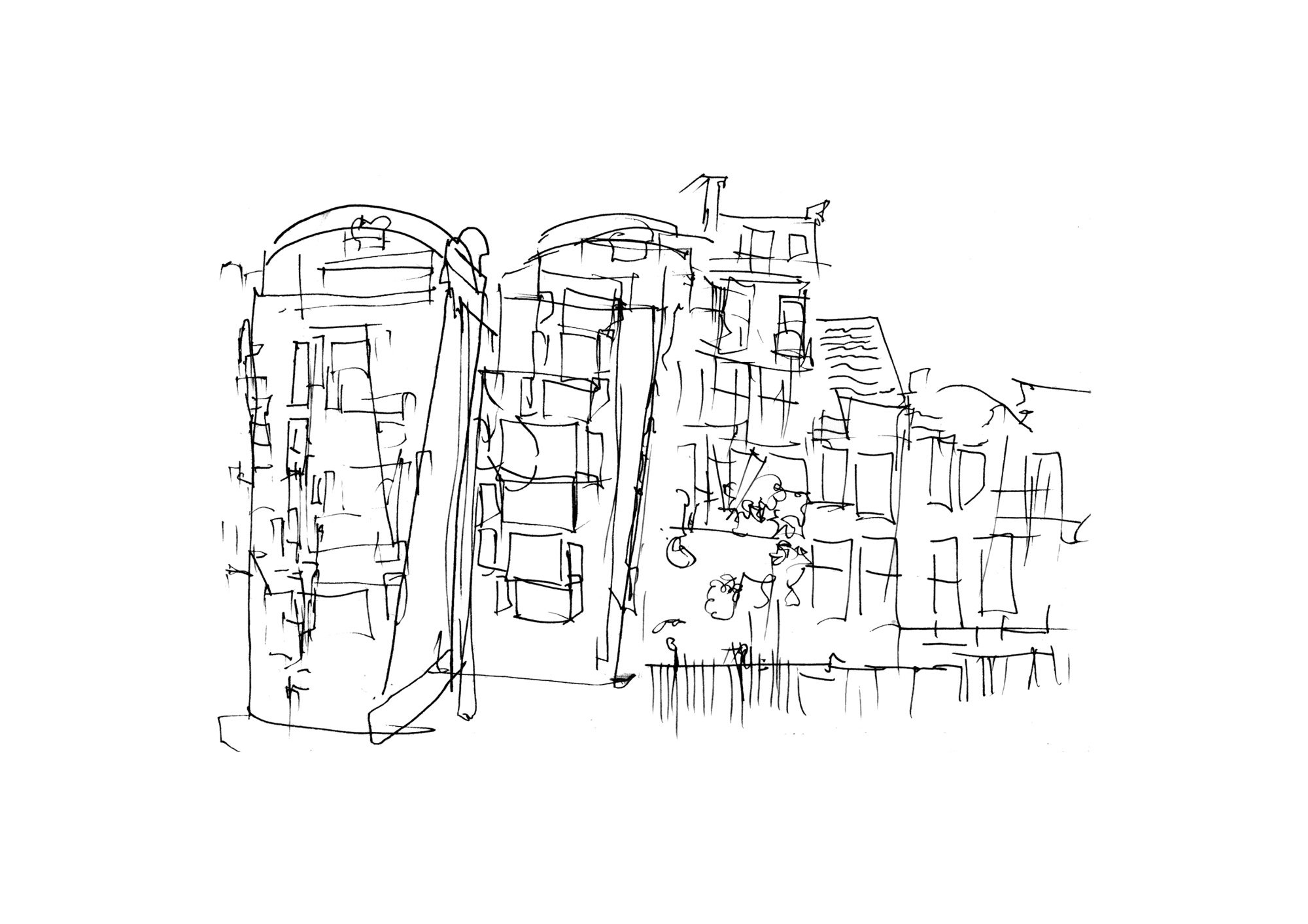 Two Telephone Boxes In Angel, Pen on paper